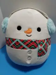 Squishmallow Christmas Holiday 2021 8” Manny Snowman Winter Scarf Ear Muffs NWT