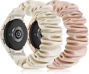 [Oanux] One Click Stretchy Scrunchie Bands Compatible with Samsung Galaxy Watch 5 Band 40mm 44mm,Galaxy Watch 5 Pro Band 45mm/Galaxy Watch 6 Band/Galaxy Watch 4 Band,20mm Soft Nylon Sport Wristband(2