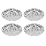 4PK Spencer Hammered 13cm Coaster Set Metallic Stainless Steel Drink Pad Silver