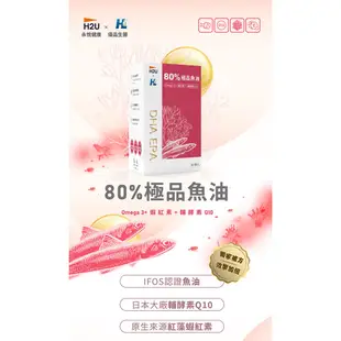 H2U x HL 80%極品魚油 60顆/盒 (Omega 3+蝦紅素+輔酵素Q10) 早安健康嚴選