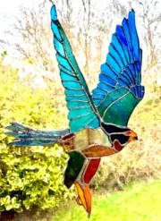 PEREGRINE FALCON Large AUSTRALIAN Handmade Stained Glass BIRD OF PREY SUNCATCHER