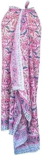 [Rastogi Handicrafts] 100% Cotton Block Print Sarong Swimsuit Wrap Cover Up Long Women’s Apparel Fabric (73" x 44")
