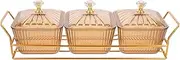 Dry Fruit Tray with Lid Divided Snacks Dish Serving Plate Appetizer Plate with Tray Party Nuts Plate Food Storage Box Containers (3-Grid)