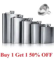 Stainless Steel Liquor Pocket Hip Flask Alcohol Whiskey Flagon 5 7 10 oz funnel