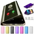 For Samsung Galaxy S24 S23 S22 Plus Ultra S21 S20 Clear S-View Mirror Stand Case