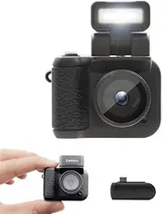 Mini Retro Digital Camera 1080P HD with Flip-Up Flash & 1.44" Screen, Portable Keychain Thumb Camera for Travel Vlogging, Instant Sharing (No Memory Card)