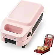 Sandwich Toastie Maker,3.2cm Deep Fill Sandwich Breakfast Toasters & Panini Presses,Detachable Non-Stick Plates,Easy to Clean,Small Household Light Food Machine,730W,Pink