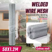 50M Roll Galvanised Welded Wire Mesh Animal Fence Garden Chicken Coop Fencing