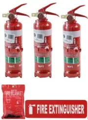 3x Fire Extinguisher 1kg ABE Professional Dry Powder 1kg + 1 x Fire Blanket NEW