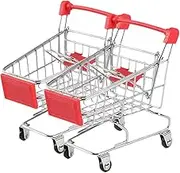 COMNESTBI 2Pcs Mini Shopping Cart Fun Simulation Trolley for Organizing Sundries and Playtime Activities
