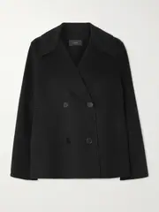 [Joseph] Joseph - Gilkes Double-breasted Wool And Silk-blend Felt Coat - Black - FR 42 FR 42 Black