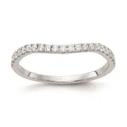 0.20ct. CZ Solid Real 14k White Gold Contoured Wedding Wedding Band Ring