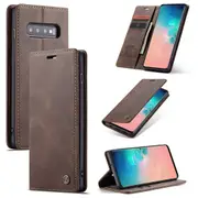 CaseMe Samsung Galaxy S10 Classic Leather Folio Case Cover G973 Skin [Coffee]