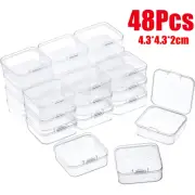 6/60PCS Mini Plastic Box Transparent Square Storage Container Case Portable Pack