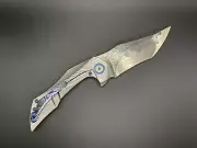 Reate /Elijah Isham Bladeworks Omen V2 DAMASCUS Milled Titanium & Black Timascus