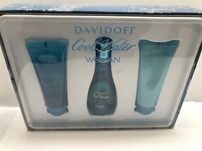 Cool Water by Davidoff 3pc Set 3.4 oz/100 ml Eau de Toilette Spray for Women