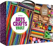 Arts and Craft Kit Vault - 1000+ Piece Crafts Kit Library in a Box for Kids Ages 8 9 10 11 & 12 Year Old Girls & Boys - Crafting Supplies Set Kits - Gift Ideas for Preschool Kids Project Activity