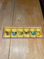 Set of 6 Pier 1 Imports Springtime Wine/Drink Glass Charms Glass Birds NIB