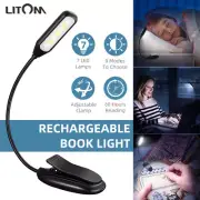LED Book Reading Light Clip on Bed 3 Brightness 3 Light Colour Rechargeable Lamp
