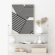 Abstract black white line Canvas Wall Art