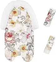 2-in-1 Baby Head Support and Strap Cover for Car Seat, Super Soft Minky Floral CarSeat Insert Cushion Headrest for Bouncers, Strollers, Swing