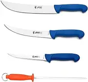 Jero 4 Piece P3 Butcher Meat Processing Set, Cimeter, Breaking, and Boning Knives - Includes Mundial Sharpening Steel