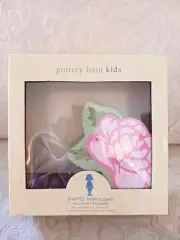 Pottery Barn Kids Flower Shaded Night Light Pink Rose w Green Leaves New in Box