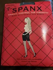Spanx - Control Top Fishnet Tights - Black- Size B