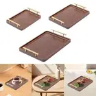 Wooden Serving Tray with Metal Handles Board Snacks Plate Plate Ottoman Tray for