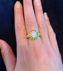Genuine Natural Opal and Peridot Cluster Flower Ring / 925 sterling silver ring