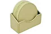 Leatherkart Genuine Leather Round Coasters - Off White