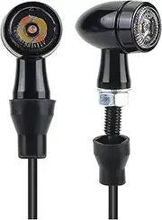 Motorcycle Indicators Turning For Harley For Cafe Racer For Bobber Chopper E32 Retro 8mm Motorcycle Turn Signal LED Light Flashing Indicator Tail Running(4 Wires Black)