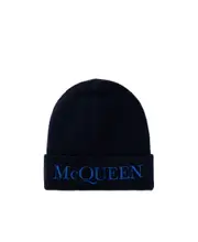 Alexander McQueen Logo Embroidered Turn-Up Brim Beanie Black