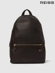 Reiss Dark Brown Drew Leather Zipped Backpack (D55828) | $395