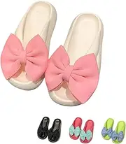 [LONGSILVER] Bow Slippers Cute Flip Flops Summer Beach Ultra Cushion Thick Sole Large Bow Kawaii Preppy Platform Cloud Slides Indoor Outdoor for Women