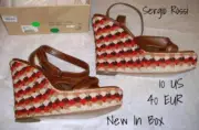 Sergio Rossi Crochet Platform Wedges Heels Shoes 40 EUR 10 US New In Box
