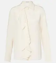 [Victoria Beckham] Victoria Beckham Ruffled silk blouse AU 10 white