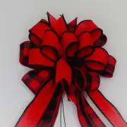 Buffalo Check, Red and Black, Dots Christmas Bow