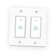 WiFi Light Switch Smart Switch 2 Gang Touch Wall White Single Pole Switch-2Gang