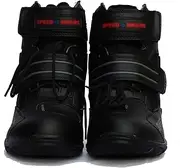 Mens Motorcycle Boots,PU Breathable Anti-Slip Wear-Resistant Motorcycle Riding Shoes,Professional Streetbike Biker Boots,with Shift Protector,for Four Seasons (Color : Black, Size : 6)
