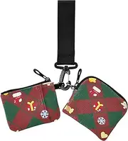 [Amooorous] Red and Green Christmas Checkerboard Dual Wristlet Wallets for Women Cute Fashion Business Card Holder with Zipper Pocket for Work Travel 2 Packs, Red and Green Christmas Checkerboard, 1 size, Casual