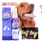2x Pet Oral Spray Teeth Cleaning for Dogs & Cats Bad Breath Tartar Plaque Remova