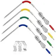 4-Pack Grill Probe Replacement for Weber Igrill 2,Igrill Mini,Igrill 3 with 2 Probe Clip Holders, Weber igrill Replacement Probe Temperature Probe(Blue/Red/Green/Yellow)