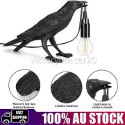 BLACK Bird Table Lamp Resin Crow Desk Lamp Bedroom Light Fixtures decoration AUS