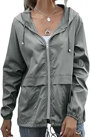 [ETOSELL] Womens Casual Jacket Waterproof Raincoat Lightweight Rain Jacket Hooded Windbreaker Outerwear with Pockets