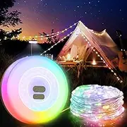 Camping String Lights 23Ft，2 in 1 Outdoor RGB Colorful Camping Lights，USB Rechargeable Outdoor Lights，Waterproof Portable Emergency Lantern, Portable Camping String Lights for Outdoor, Tent, Hiking