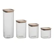 4pc Ecology Store Square Canister Container Pantry Storage w/ Lid Set Clear