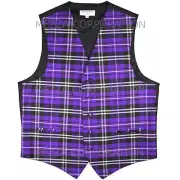 New Men's Plaid Tuxedo Vest Waistcoat only Plaid checkers Purple party Wedding