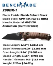 Benchmade 290BK-1 Full Immunity Dark Earth 2.49'' Plain Edge Pocket Knife