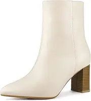 [Allegra K] Chunky Heels Pointed Toe Heels Boots for Women